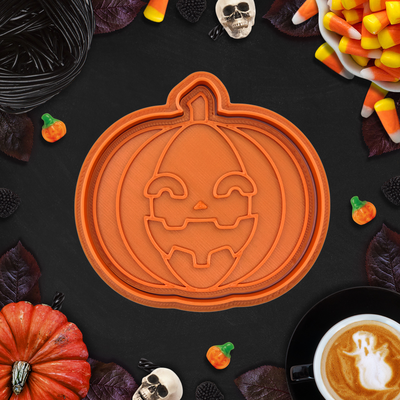 halloween citrouille sourire biscuit coupeur timbre by indibles loisir diy biscuits coupeurs argile pâte cuisson noël 3d print model - Mito3D