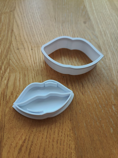 lips shaped cookie cutter & stamp by projectfilament household house models kitchen accessories cookies clay love valentine 3d print model - Mito3D