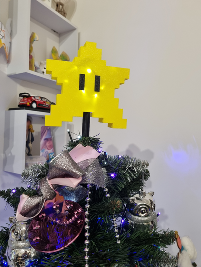 mario christmas tree star remixed by gheggo88 household festivities supermario supermariostar 3d print model - Mito3D