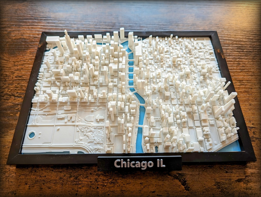 chicago illinois 3d miniatur by jarvijar miniaturen il usa stadt stadtbild mini geographie bildung terrain modell rahmen diy karte architektur wahrzeichen 3d print model - Mito3D