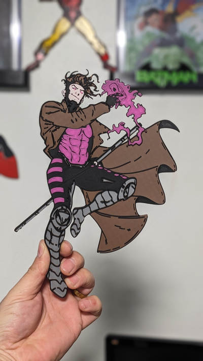 gambit mur art by standitupstore 2d men coquin décor bambu pari cajun décoration gamins merveille dc bandes dessinées 3d print model - Mito3D