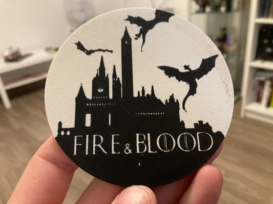 game of thrones - fire&blood coaster by jakubhroch art signs & logos 3d print model - Mito3D