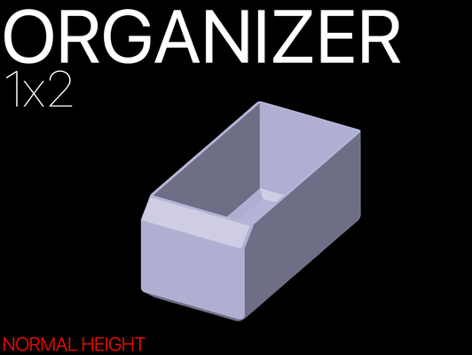 organizador 1x2 55 mm cuadrícula by vuelo herramientas organizadores caja almacenamiento ordenar clasificador partes hardware compartimiento gridfinity 3d print model - Mito3D