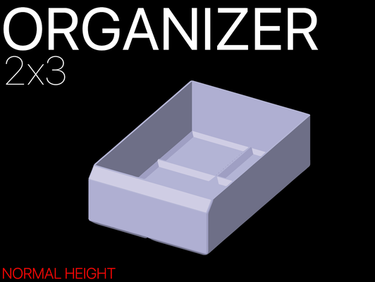 organisateur 2x3 55 mm grille by vol outils organisateurs boîte espace rangement trier trieur pièces matériel poubelle grillefinity 3d print model - Mito3D