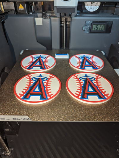 los angeles angels four drink coasters holder by yetanotherprintshop household festivities la coaster caddy baseball mlb 3d print model - Mito3D