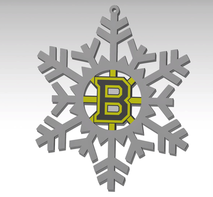 flocon neige boston bruins by zdeny3d art panneaux logos décorations logo arbre noël pendre mur 3d print model - Mito3D