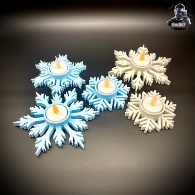 fiocco neve tè luce titolare supporto by endk7designs domestico arredamento arte natale decorazioni natalizie decorazione home decor tealight porta natale 3d print model - Mito3D