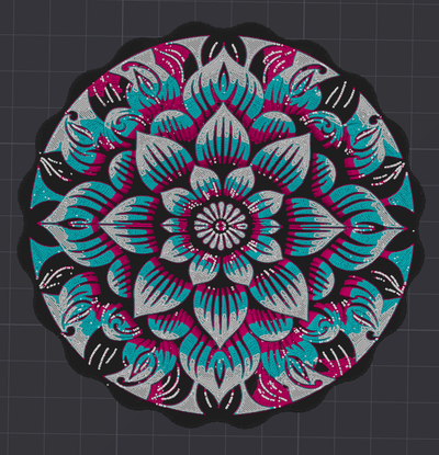 4 cor floral mandala montanha russa by rache6987 casa decoração bonita bebida flor matiz forja multicolorido ams arte parede x1c presente lindo mudança 3d print model - Mito3D