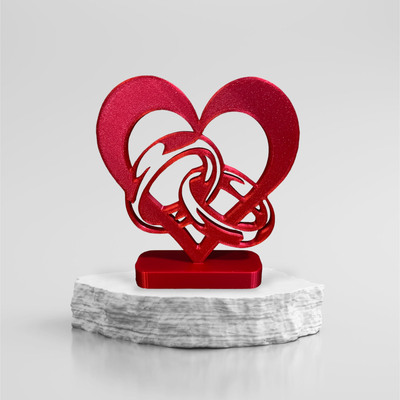 heart love by bambaxp household decor wedding ring bambulab red 3d print model - Mito3D