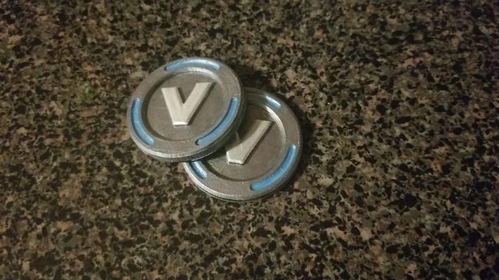 v buck by thamitchsta art coin & badges fortnite vbuck 3d print model - Mito3D