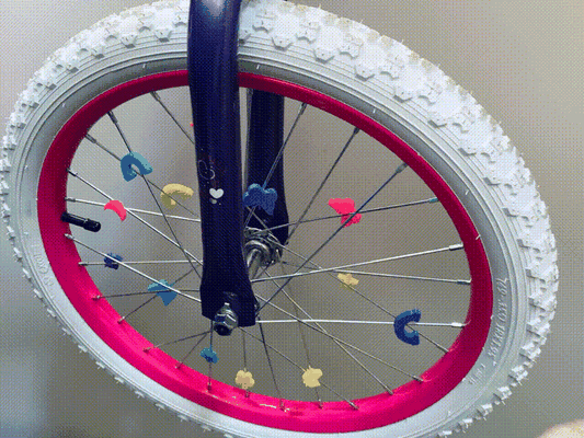 bicyclette roue parlait clips by nc designs jouets jeux extérieur vélo agrafe étoile lune licorne arc ciel soleil papillon papillons fleur fleurs arcs licornes lunes étoiles décor décoration enfant accessoires accessoire casser snapfit rayons fille jouet décorer 3d print model - Mito3D