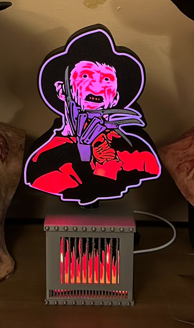 freddy krueger boiler by a13thnightmare household decor nightmare on elm street horror halloween friday 13th jason voorhees scary led lamp lightbox bambu ams multi color 3d print model - Mito3D