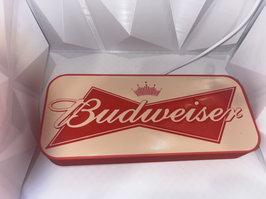 budweiser lightbox led by weedeetr art signs & logos beer almp bud king night lamp bar man cave 3d print model - Mito3D