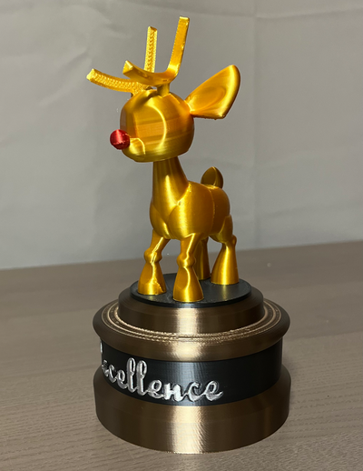 rudolph prêmio of excelência by mitchell bernal arte esculturas rena natal decoração vermelho cheirado enfeite recompensa 3d print model - Mito3D