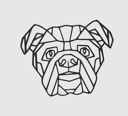 2d poly bulldog by samactivity art bulldogs coaster buldok wall decor decoration 3d print model - Mito3D