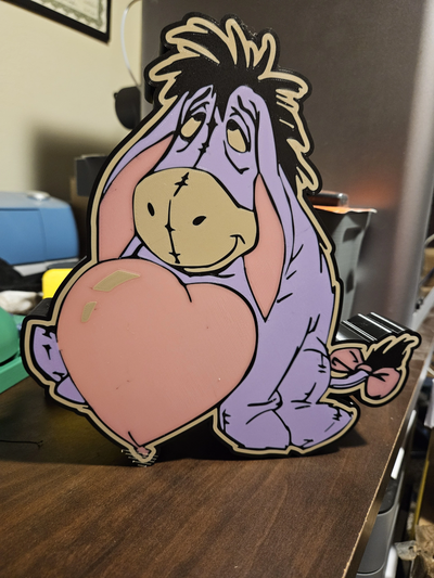 eeyore cuore lightbox by panini appiccicosi arte segni loghi pooh orso 3d print model - Mito3D