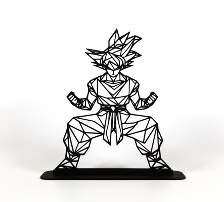 geométrico poli goku by phaseworksca arte esculturas anime esfera dragão super z decoração decorativo enfeite exibição presente nerd nostalgia desenho animado 3d print model - Mito3D