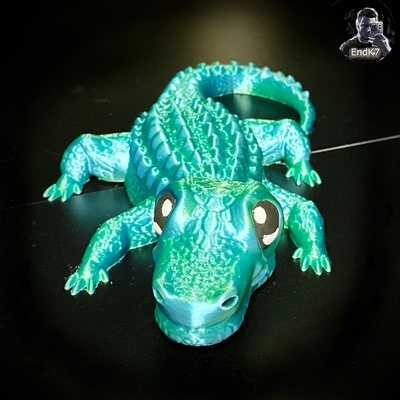 cute crocodile by endk7designs miniatures creatures alligator animal animals croc cuteanimal glowinthedark reptile sculpture tail 3d print model - Mito3D