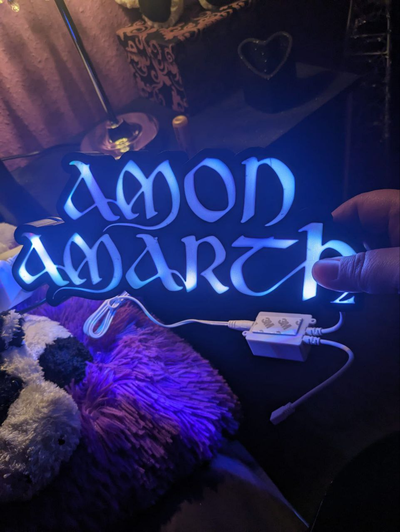 amon amarth conduziu luminária by branca neve arte sinais logotipos amart placa logotipo lampa lâmpadab caixa luz 3d print model - Mito3D