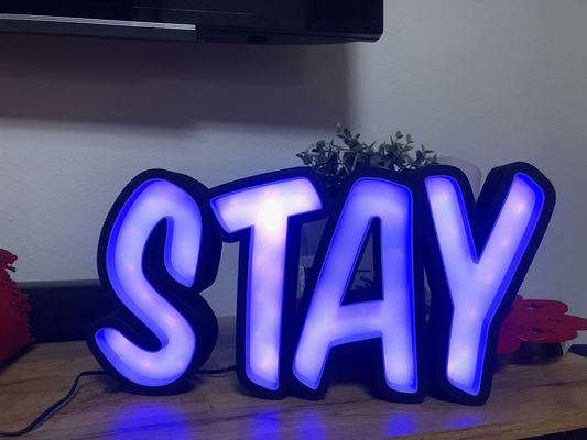 nom lampe boite lumière rester by flexn 3d art panneaux logos led agité 3d print model - Mito3D