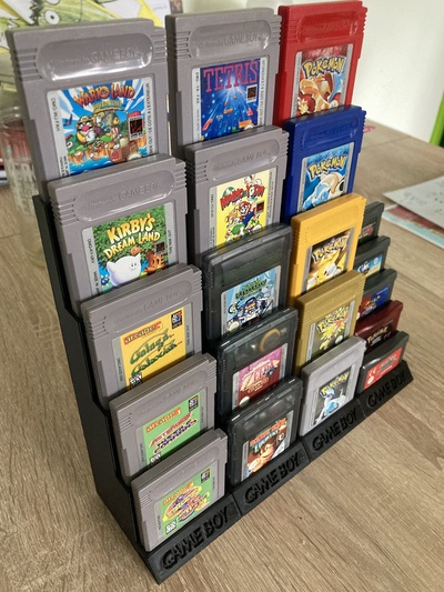 modulaire gameboy jeu étagère by mouton roche outils organisateurs cartouche organiseur bureau couleur gameboy gameholder accessoires gameboygameshelf affichage jeu gameboygameholder gameboygamedisplay 3d print model - Mito3D