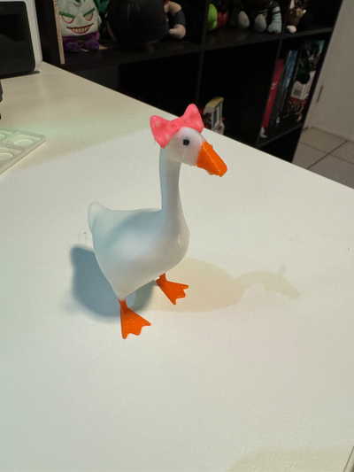 untitled goose game - entitled a pink bow remixed by vidguide miniatures animals 3d print model - Mito3D