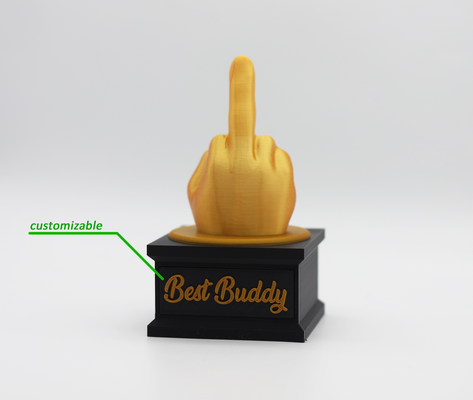 dedo troféu customizável texto by kal arte esculturas diversão pegadinha presente aniversário amigos nsfw camarada concurso a1mini p1p x1c 3d print model - Mito3D