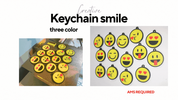 keychain smile multicolor three color by 3dprint-k81 tools gadgets accessory emoji portachiavi portachiave gadget 3d print model - Mito3D