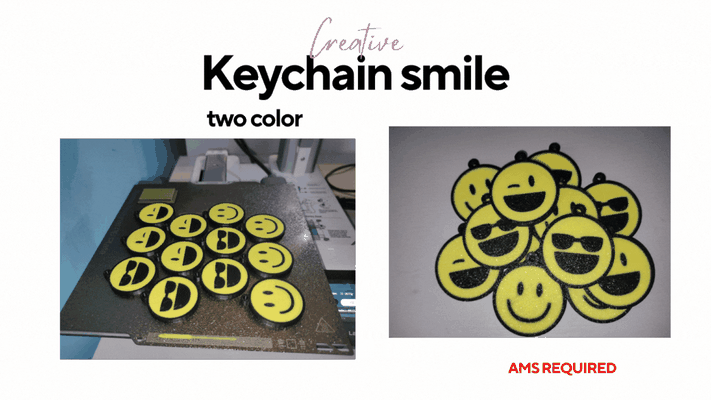 schlüsselbund lächeln mehrfarbig farbe by 3dprint k81 werkzeuge gadgets zubehörteil zubehör emoji smiley gadget schlüsselanhänger portachiavi 3d print model - Mito3D