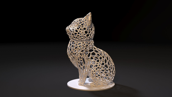 voronoi gatto by wikipedia miniature animali modello animale domestico cane natale 3d print model - Mito3D