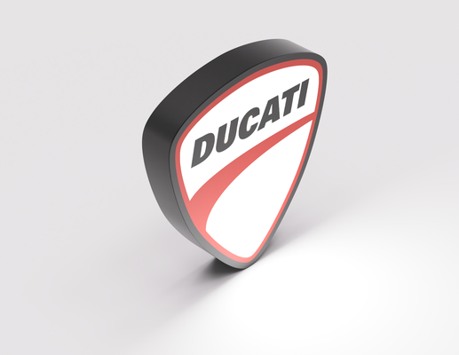 ducati leuchtkasten by valeria momo kunst zeichen logos motorrad logo licht led usb 3d print model - Mito3D