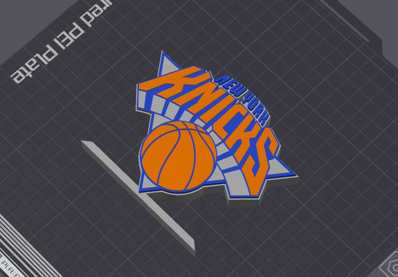 york knicks logo table stand by 5kyrunn3r art signs & logos nba national basketball association eastern conference knickerbockers madison square garden sign america usa sport ams ready 3d print model - Mito3D