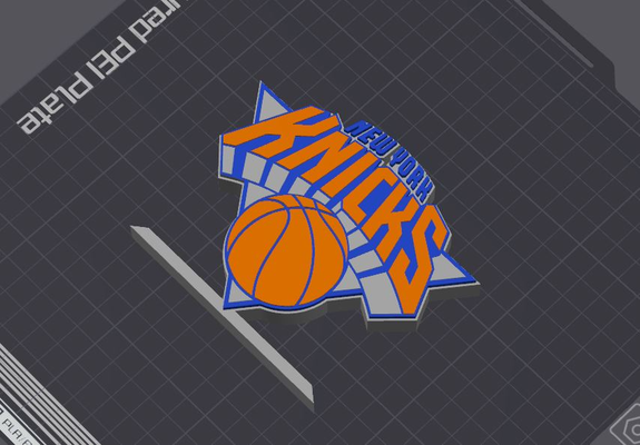 york knicks logo tavolo in piedi by 5kyrunn3r arte segni loghi nba nazionale pallacanestro associazione orientale conferenza pantaloni zuava madison piazza giardino cartello america uniti d'america sport ams pronto 3d print model - Mito3D