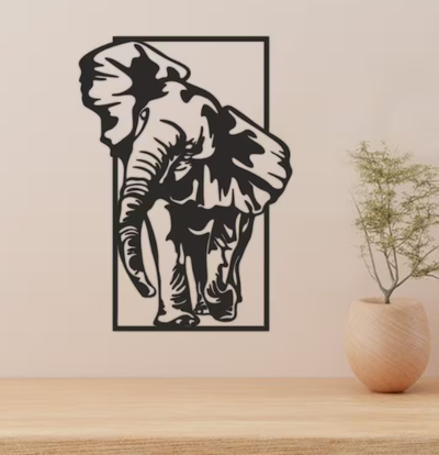 parede arte elefante in quadro armação by coberta 2d 3d print model - Mito3D