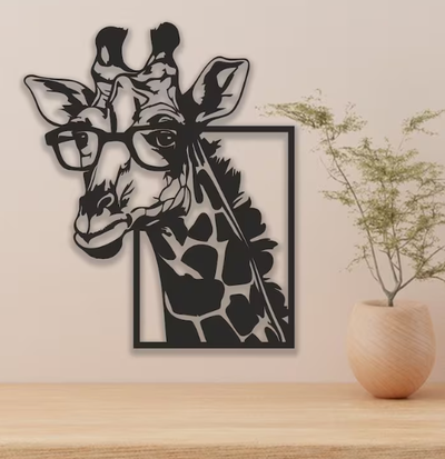 mur art girafe in cadre by pont 2d 3d print model - Mito3D