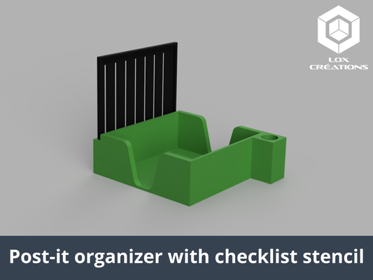 post-it organiser checklist stencil pen holder by loxcreations household office post it 3d print model - Mito3D