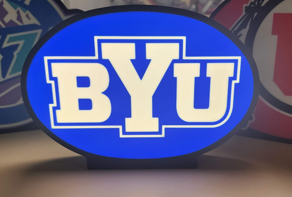 byu cougars lightbox by briankstan art signs & logos brigham young university go cougs lds mormon 3d print model - Mito3D