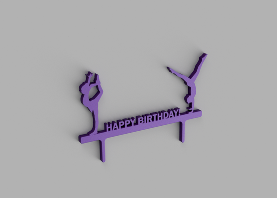 cake topper gymnast's birthday by automontronic toys & games characters gymnast 3d print model - Mito3D