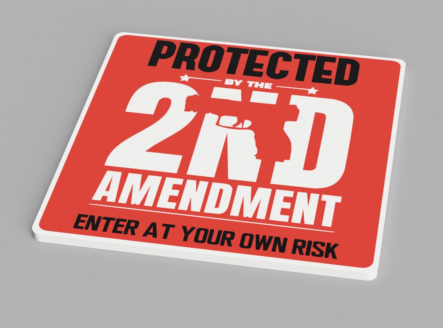 protected by 2nd amendment sign magnet mounts kace3d art signs & logos door gun security 3D print model - Mito3D