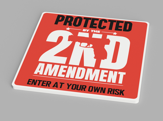 protected by 2nd amendment sign magnet mounts kace3d art signs & logos door gun security 3d print model - Mito3D