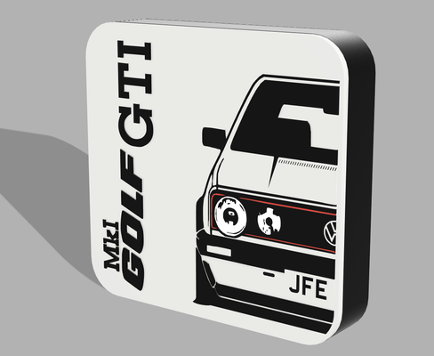 vw golf mk1 lightbox by phil666 arte segni loghi vwgolf macchina lampada luce 3d print model - Mito3D