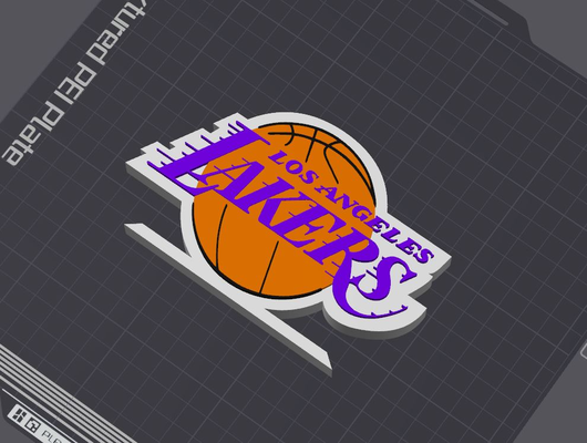 los melekler lakers logo masa ayakta durmak by 5kyrunn3r sanat işaretler logolar la nba ulusal basketbol bağlantı minneapolis batı konferans lebron james ams hazır 3d print model - Mito3D