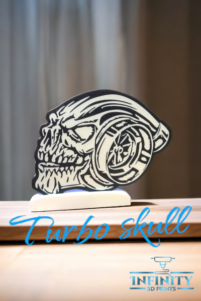turbo crâne signe by infini 3d impressions art panneaux logos vite tr min vitesse suralimenté muscle voitures camions diesel 3d print model - Mito3D