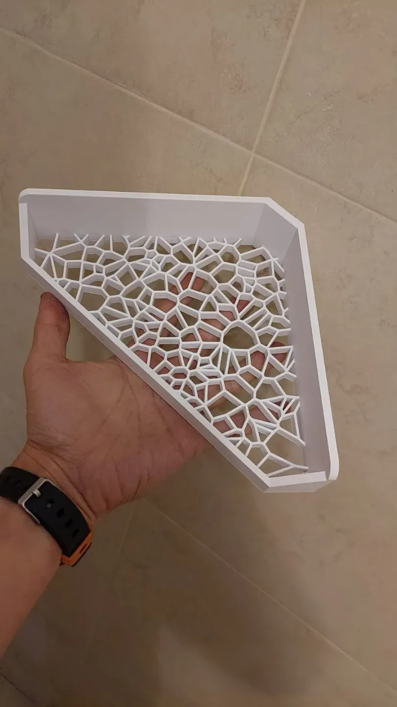 coin douche étagère fixé remixé by xchgre ménage décor salle bain organisateur bains voronoi 3D print model - Mito3D