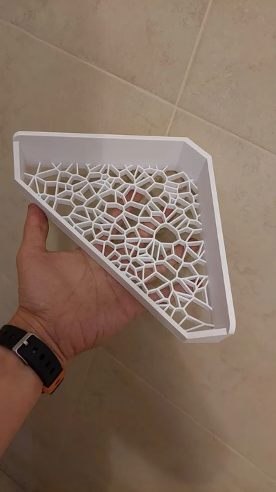 coin douche étagère fixé remixé by xchgre ménage décor salle bain organisateur bains voronoi 3d print model - Mito3D