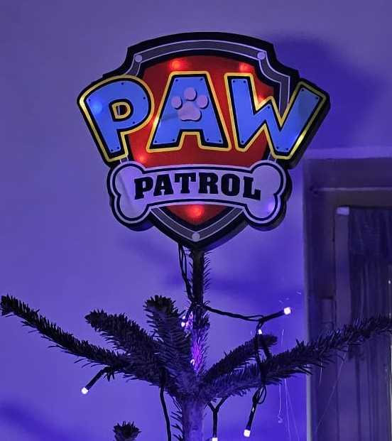 paw patrol logo christmas tree topper lightbox by manuel-p art 2d 3D print model - Mito3D