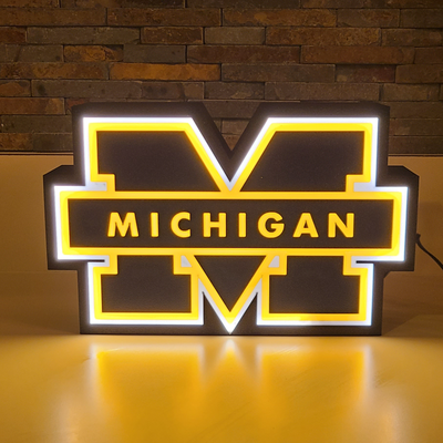 universität of michigan licht box by abc3dprints hobby diy sport draußen vielfraße leuchtkasten multi farbe fußball basketball ringen hochschule logo 3d print model - Mito3D