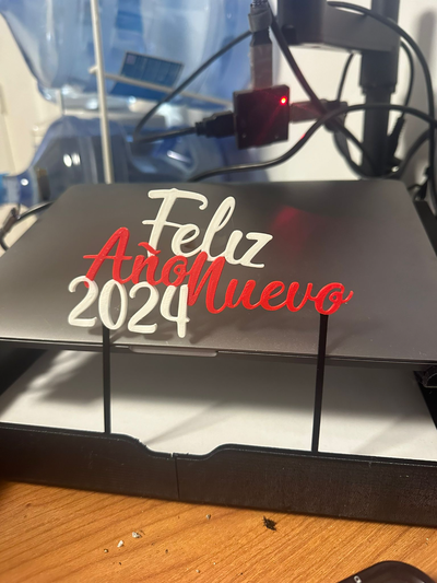 feliz ano nuevo 2024 by josérulo art 2d 3d print model - Mito3D