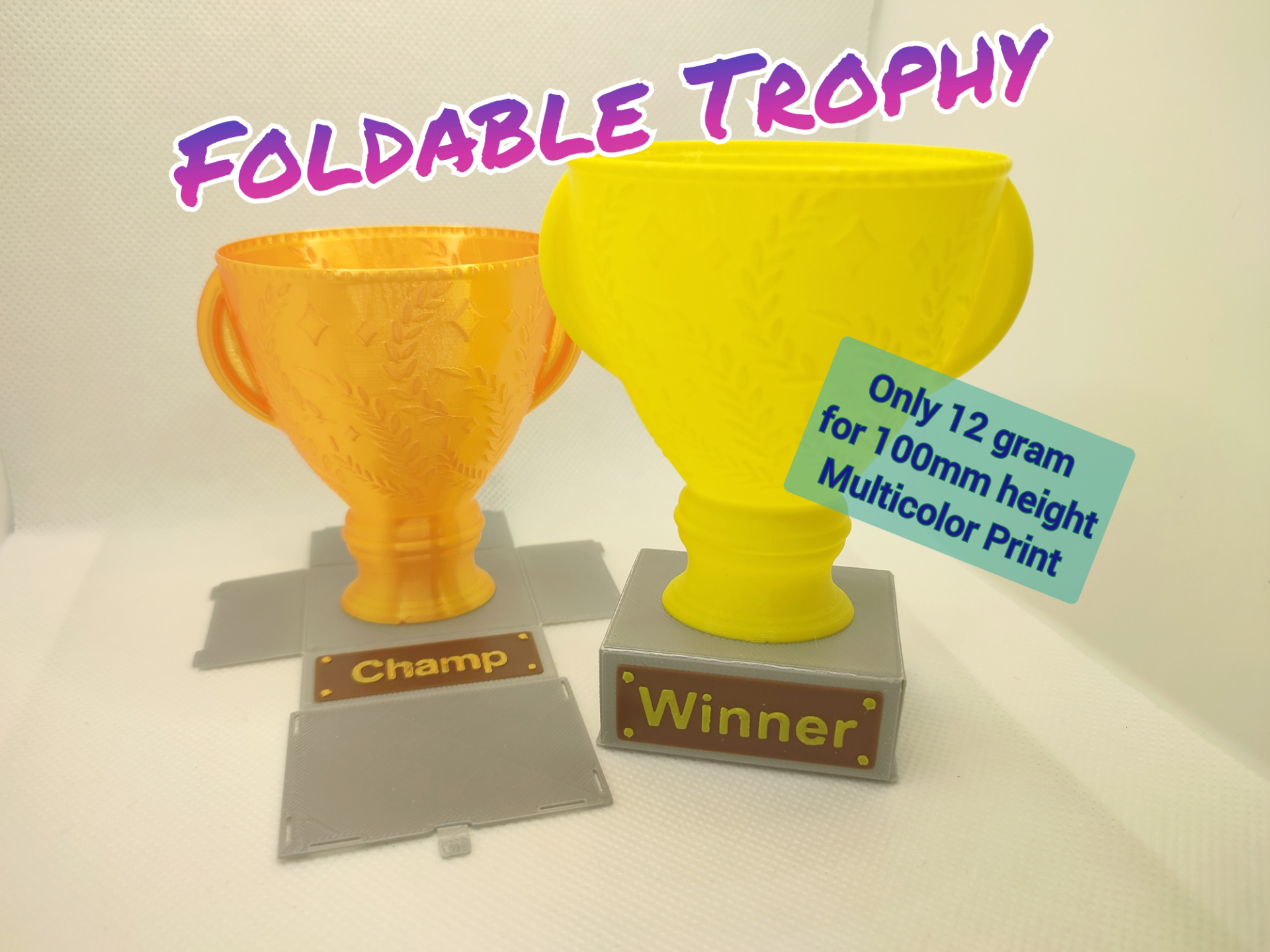 dobrável troféu ultra luz by bambam projeto casa decoração rápido pokal fácil velozes copo mãe papai vencedora nulo 3D print model - Mito3D