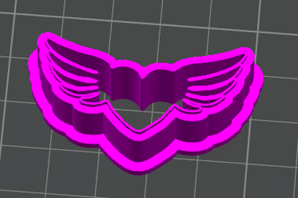 heart wings 2 - love valentines day by printesion household house models cookie cutter cookiecutter galletas corazon cuter alas cookiecuter 3d print model - Mito3D